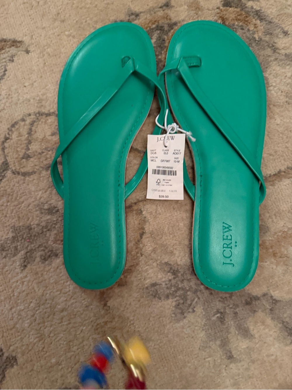 J. Crew Teal Leather Thong Sandals